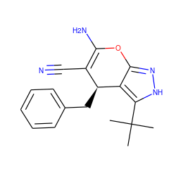 CC(C)(C)c1[nH]nc2c1[C@@H](Cc1ccccc1)C(C#N)=C(N)O2 ZINC000000548171