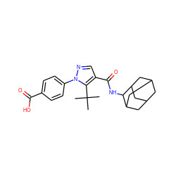 CC(C)(C)c1c(C(=O)NC2C3CC4CC(C3)CC2C4)cnn1-c1ccc(C(=O)O)cc1 ZINC000095578030