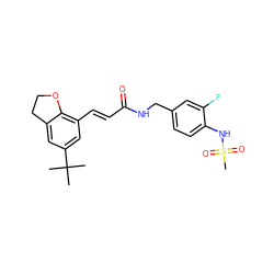 CC(C)(C)c1cc(/C=C/C(=O)NCc2ccc(NS(C)(=O)=O)c(F)c2)c2c(c1)CCO2 ZINC000040955122