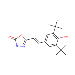 CC(C)(C)c1cc(/C=C/c2n[nH]c(=O)o2)cc(C(C)(C)C)c1O ZINC000013826632