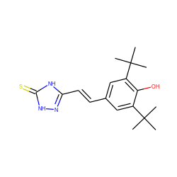 CC(C)(C)c1cc(/C=C/c2n[nH]c(=S)[nH]2)cc(C(C)(C)C)c1O ZINC000013826645