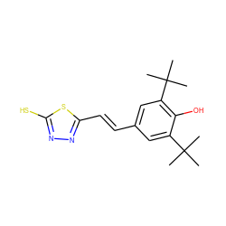 CC(C)(C)c1cc(/C=C/c2nnc(S)s2)cc(C(C)(C)C)c1O ZINC000013826649