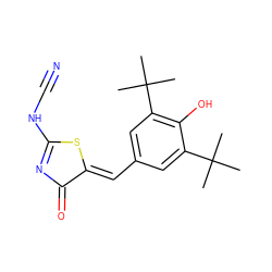 CC(C)(C)c1cc(/C=C2\SC(NC#N)=NC2=O)cc(C(C)(C)C)c1O ZINC000013734175