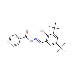 CC(C)(C)c1cc(/C=N/NC(=O)c2ccccc2)c(O)c(C(C)(C)C)c1 ZINC000103224142