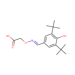 CC(C)(C)c1cc(/C=N/OCC(=O)O)cc(C(C)(C)C)c1O ZINC000003168629