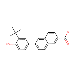 CC(C)(C)c1cc(-c2ccc3cc(C(=O)O)ccc3c2)ccc1O ZINC000013745043