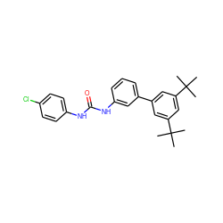 CC(C)(C)c1cc(-c2cccc(NC(=O)Nc3ccc(Cl)cc3)c2)cc(C(C)(C)C)c1 ZINC001772579495