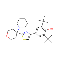 CC(C)(C)c1cc(-c2csc(C3(N4CCCCC4)CCOCC3)n2)cc(C(C)(C)C)c1O ZINC000043205399