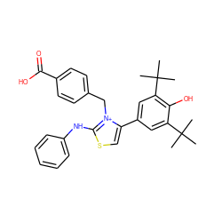 CC(C)(C)c1cc(-c2csc(Nc3ccccc3)[n+]2Cc2ccc(C(=O)O)cc2)cc(C(C)(C)C)c1O ZINC000001814445