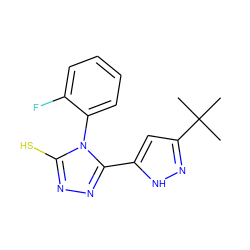 CC(C)(C)c1cc(-c2nnc(S)n2-c2ccccc2F)[nH]n1 ZINC000009010147