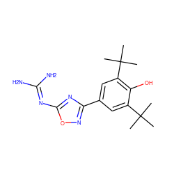 CC(C)(C)c1cc(-c2noc(N=C(N)N)n2)cc(C(C)(C)C)c1O ZINC000027199528