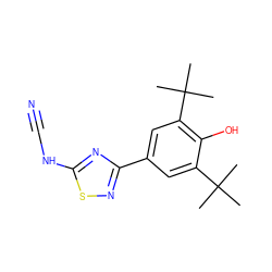 CC(C)(C)c1cc(-c2nsc(NC#N)n2)cc(C(C)(C)C)c1O ZINC000013727695