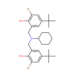 CC(C)(C)c1cc(Br)c(O)c(CN(Cc2cc(C(C)(C)C)cc(Br)c2O)C2CCCCC2)c1 ZINC000001679641