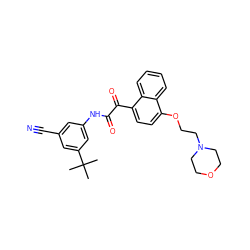 CC(C)(C)c1cc(C#N)cc(NC(=O)C(=O)c2ccc(OCCN3CCOCC3)c3ccccc23)c1 ZINC000058502091