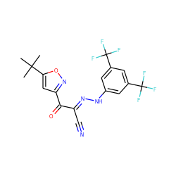 CC(C)(C)c1cc(C(=O)/C(C#N)=N/Nc2cc(C(F)(F)F)cc(C(F)(F)F)c2)no1 ZINC000205738544