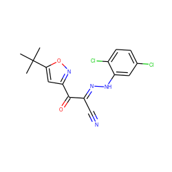 CC(C)(C)c1cc(C(=O)/C(C#N)=N/Nc2cc(Cl)ccc2Cl)no1 ZINC000148273872