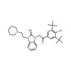 CC(C)(C)c1cc(C(=O)Cn2c(=N)n(CCN3CCCCC3)c3ccccc32)cc(C(C)(C)C)c1O ZINC000008691861