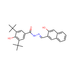 CC(C)(C)c1cc(C(=O)N/N=C/c2cc3ccccc3cc2O)cc(C(C)(C)C)c1O ZINC000002157758