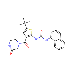 CC(C)(C)c1cc(C(=O)N2CCNC(=O)C2)c(NC(=O)Nc2cccc3ccccc23)s1 ZINC000035862148