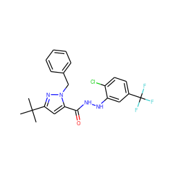 CC(C)(C)c1cc(C(=O)NNc2cc(C(F)(F)F)ccc2Cl)n(Cc2ccccc2)n1 ZINC000012340501