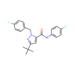 CC(C)(C)c1cc(C(=O)Nc2ccc(F)cc2)n(Cc2ccc(F)cc2)n1 ZINC000001028996