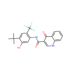 CC(C)(C)c1cc(C(F)(F)F)c(NC(=O)c2c[nH]c3ccccc3c2=O)cc1O ZINC000113735273