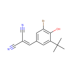 CC(C)(C)c1cc(C=C(C#N)C#N)cc(Br)c1O ZINC000002391886