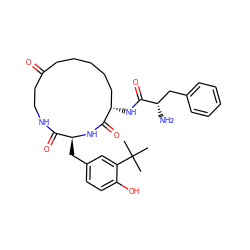 CC(C)(C)c1cc(C[C@@H]2NC(=O)[C@@H](NC(=O)[C@@H](N)Cc3ccccc3)CCCCCC(=O)CCNC2=O)ccc1O ZINC000095544156