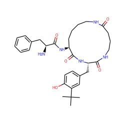 CC(C)(C)c1cc(C[C@@H]2NC(=O)[C@@H](NC(=O)[C@@H](N)Cc3ccccc3)CCCCNC(=O)CCCNC2=O)ccc1O ZINC000027741119