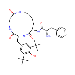 CC(C)(C)c1cc(C[C@@H]2NC(=O)[C@@H](NC(=O)[C@@H](N)Cc3ccccc3)CCCCNC(=O)CCNC2=O)cc(C(C)(C)C)c1O ZINC000027734095