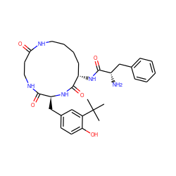 CC(C)(C)c1cc(C[C@@H]2NC(=O)[C@@H](NC(=O)[C@@H](N)Cc3ccccc3)CCCCNC(=O)CCNC2=O)ccc1O ZINC000027738810