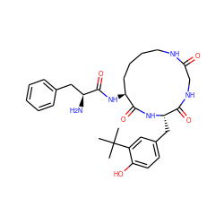 CC(C)(C)c1cc(C[C@@H]2NC(=O)[C@@H](NC(=O)[C@@H](N)Cc3ccccc3)CCCCNC(=O)CNC2=O)ccc1O ZINC000027735454