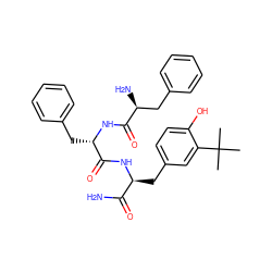 CC(C)(C)c1cc(C[C@H](NC(=O)[C@H](Cc2ccccc2)NC(=O)[C@@H](N)Cc2ccccc2)C(N)=O)ccc1O ZINC000042808575