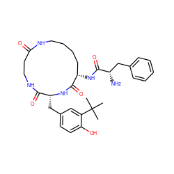 CC(C)(C)c1cc(C[C@H]2NC(=O)[C@@H](NC(=O)[C@@H](N)Cc3ccccc3)CCCCNC(=O)CCNC2=O)ccc1O ZINC000096903328