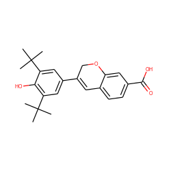 CC(C)(C)c1cc(C2=Cc3ccc(C(=O)O)cc3OC2)cc(C(C)(C)C)c1O ZINC000013815519