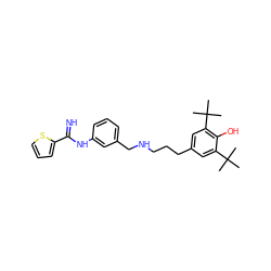 CC(C)(C)c1cc(CCCNCc2cccc(NC(=N)c3cccs3)c2)cc(C(C)(C)C)c1O ZINC000013487053