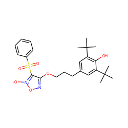 CC(C)(C)c1cc(CCCOc2no[n+]([O-])c2S(=O)(=O)c2ccccc2)cc(C(C)(C)C)c1O ZINC000028461776