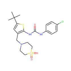 CC(C)(C)c1cc(CN2CCS(=O)(=O)CC2)c(NC(=O)Nc2ccc(Cl)cc2)s1 ZINC000073198285