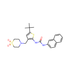 CC(C)(C)c1cc(CN2CCS(=O)(=O)CC2)c(NC(=O)Nc2ccc3ccccc3c2)s1 ZINC000035952731