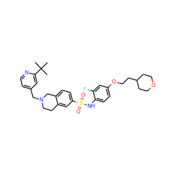 CC(C)(C)c1cc(CN2CCc3cc(S(=O)(=O)Nc4ccc(OCCC5CCOCC5)cc4F)ccc3C2)ccn1 ZINC000261119700