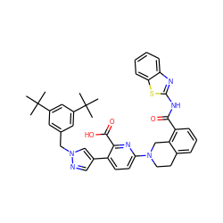 CC(C)(C)c1cc(Cn2cc(-c3ccc(N4CCc5cccc(C(=O)Nc6nc7ccccc7s6)c5C4)nc3C(=O)O)cn2)cc(C(C)(C)C)c1 ZINC000205400895