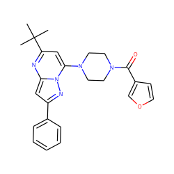 CC(C)(C)c1cc(N2CCN(C(=O)c3ccoc3)CC2)n2nc(-c3ccccc3)cc2n1 ZINC000095566816