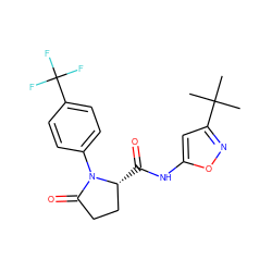 CC(C)(C)c1cc(NC(=O)[C@@H]2CCC(=O)N2c2ccc(C(F)(F)F)cc2)on1 ZINC000147455175