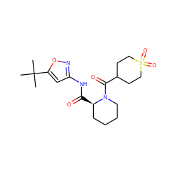 CC(C)(C)c1cc(NC(=O)[C@@H]2CCCCN2C(=O)C2CCS(=O)(=O)CC2)no1 ZINC000143502177