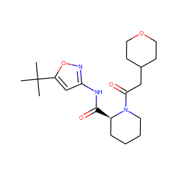 CC(C)(C)c1cc(NC(=O)[C@@H]2CCCCN2C(=O)CC2CCOCC2)no1 ZINC000205493818