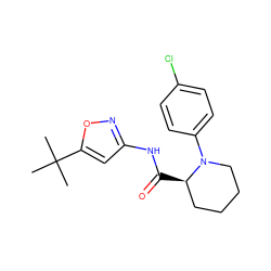 CC(C)(C)c1cc(NC(=O)[C@@H]2CCCCN2c2ccc(Cl)cc2)no1 ZINC000068247297