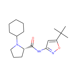 CC(C)(C)c1cc(NC(=O)[C@@H]2CCCN2C2CCCCC2)no1 ZINC000147448149