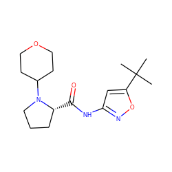 CC(C)(C)c1cc(NC(=O)[C@@H]2CCCN2C2CCOCC2)no1 ZINC000147445238