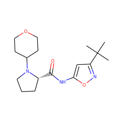 CC(C)(C)c1cc(NC(=O)[C@@H]2CCCN2C2CCOCC2)on1 ZINC000147446839