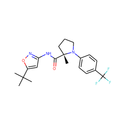 CC(C)(C)c1cc(NC(=O)[C@]2(C)CCCN2c2ccc(C(F)(F)F)cc2)no1 ZINC000147442712